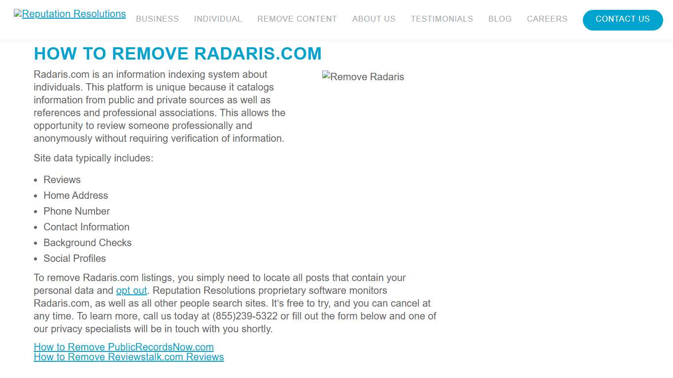 How to Remove Radaris.com Reputation Resolutions